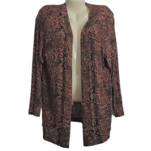 Draper's & Damon's Cardigan Blazer vtg Y2K XL Retro Open Kimono earth tones EUC